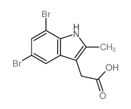 2-(5,7-dibromo-2-methyl-1H-indol-3-yl)acetic acid structure