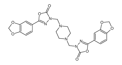 5-(1,3-benzodioxol-5-yl)-3-[[4-[[5-(1,3-benzodioxol-5-yl)-2-oxo-1,3,4-oxadiazol-3-yl]methyl]piperazin-1-yl]methyl]-1,3,4-oxadiazol-2-one Structure