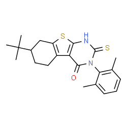7-叔丁基-3-(2,6-二甲基-苯基)-2-巯基-5,6,7,8-四氢-3H-苯并[4,5]噻吩并[2,3-d]嘧啶-4-酮结构式