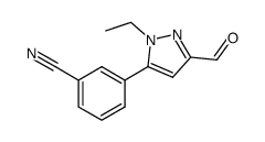 Benzonitrile, 3-(1-ethyl-3-formyl-1H-pyrazol-5-yl)- (9CI) Structure