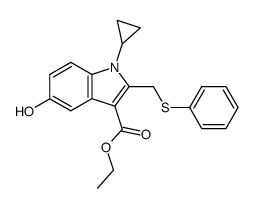 1-Cyclopropyl-5-hydroxy-2-phenylsulfanylmethyl-1H-indole-3-carboxylic acid ethyl ester结构式