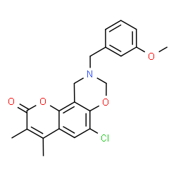 6-chloro-9-[(3-methoxyphenyl)methyl]-3,4-dimethyl-8,10-dihydropyrano[2,3-f][1,3]benzoxazin-2-one结构式
