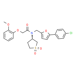 N-{[5-(4-chlorophenyl)-2-furyl]methyl}-N-(1,1-dioxidotetrahydro-3-thienyl)-2-(2-methoxyphenoxy)acetamide结构式