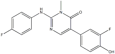 5-(3-Fluoro-4-hydroxy-phenyl)-2-(4-fluoro-phenylamino)-3-methyl-3H-pyrimidin-4-one Structure