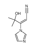 E-1-(3-methyl-3-hydroxy-1-cyano-1-buten-2-yl)imidazole结构式