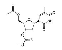 5'-O-acetyl-3'-O-methoxythiocarbonylthimidine结构式