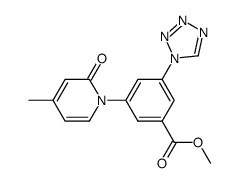 3-(4-methyl-2-oxo-2H-pyridin-1-yl)-5-tetrazol-1-yl-benzoic acid methyl ester结构式