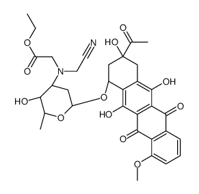 ethyl 2-[[(2S,3S,4S,6R)-6-[[(1S,3S)-3-acetyl-3,5,12-trihydroxy-10-methoxy-6,11-dioxo-2,4-dihydro-1H-tetracen-1-yl]oxy]-3-hydroxy-2-methyloxan-4-yl]-(cyanomethyl)amino]acetate Structure