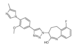 6-fluoro-3-(4-(3-Methoxy-4-(4-Methyl-1H-imidazol-1-yl)phenyl)-1H-1,2,3-triazol-1-yl)-4,5-dihydro-1H-benzo[b]azepin-2(3H)-one structure