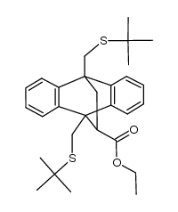 ethyl 9,10-bis((tert-butylthio)methyl)-9,10-dihydro-9,10-ethanoanthracene-11-carboxylate结构式