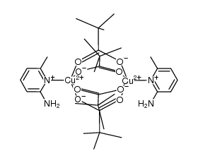 bis(2-amino,6-methylpyridine)tetra(μ-O,O'-trimethylacetato)dicopper(II)结构式