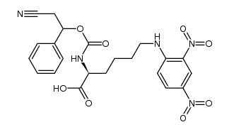 (2S)-2-(((2-cyano-1-phenylethoxy)carbonyl)amino)-6-((2,4-dinitrophenyl)amino)hexanoic acid Structure