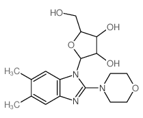 Benzimidazole,5,6-dimethyl-2-morpholino-1-b-D-ribofuranosyl- (8CI)结构式