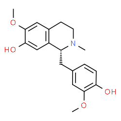[1R,(-)]-1,2,3,4-Tetrahydro-1-[(4-hydroxy-3-methoxyphenyl)methyl]-6-methoxy-2-methylisoquinoline-7-ol structure