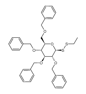 ethyl 2,3,4,6-tetra-O-benzyl-β-D-glucopyranosyl disulfide结构式