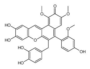 6-[(3,4-dihydroxyphenyl)methyl]-2,10-dihydroxy-5-(4-hydroxy-2-methoxyphenyl)-1,3-dimethoxy-9H-benzo[a]xanthen-9-one structure