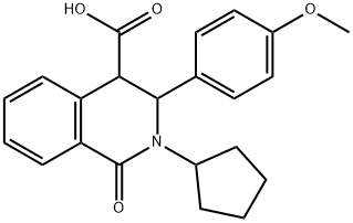 2-cyclopentyl-3-(4-methoxyphenyl)-1-oxo-1,2,3,4-tetrahydro-4-isoquinolinecarboxylic acid Structure