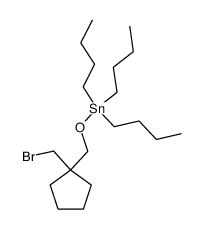 ((1-(bromomethyl)cyclopentyl)methoxy)tributylstannane Structure