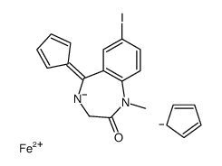 cyclopenta-1,3-diene,5-cyclopenta-2,4-dien-1-ylidene-7-iodo-1-methyl-3H-1,4-benzodiazepin-4-id-2-one,iron(2+) Structure