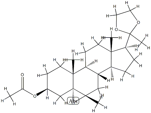 3β-(Acetyloxy)-5,6α-epoxy-6β-methyl-5α-pregnan-20-one ethylene acetal结构式