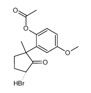 Acetic acid 2-(3-bromo-1-methyl-2-oxo-cyclopentyl)-4-methoxy-phenyl ester Structure