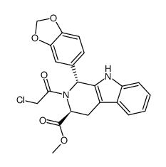 (1R,3S)-1-benzo[1,3]dioxol-5-yl-2-(2-chloroacetyl)-2,3,4,9-tetrahydro-1H-β-carboline-3-carboxylic acid methyl ester结构式