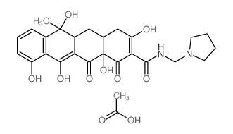 acetic acid; (2Z)-6,10,11,12a-tetrahydroxy-2-[hydroxy-(pyrrolidin-1-ylmethylamino)methylidene]-6-methyl-4,4a,5,5a-tetrahydrotetracene-1,3,12-trione structure