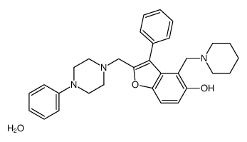 3-phenyl-2-[(4-phenylpiperazin-1-yl)methyl]-4-(piperidin-1-ylmethyl)-1-benzofuran-5-ol,hydrate结构式