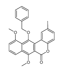 2-Methyl-7,11-dimethoxy-12-(benzyloxy)-6H-benzo[b]-naphtho[2,3-d]pyran-6-one结构式