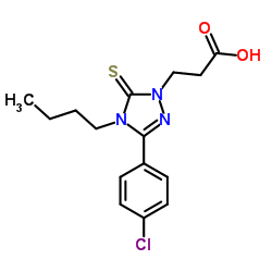 3-[4-Butyl-3-(4-chlorophenyl)-5-thioxo-4,5-dihydro-1H-1,2,4-triazol-1-yl]propanoic acid结构式