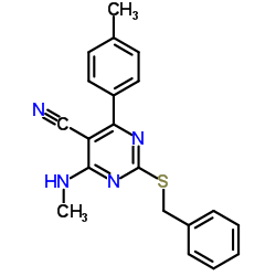 2-(Benzylsulfanyl)-4-(methylamino)-6-(4-methylphenyl)-5-pyrimidinecarbonitrile Structure