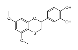 4-(5,7-dimethoxy-2,3-dihydro-1,4-benzoxathiin-2-yl)benzene-1,2-diol Structure