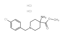 4-氨基-1-(4-氯苯基)哌啶-4-甲酸甲酯二盐酸盐结构式