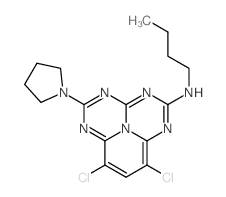 2-(n-butylamino)-7,9-dichloro-5-(1-pyrrolidino)-1,3,4,6,9b-pentaazaphenalene结构式