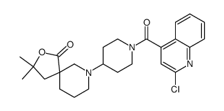 7-{1-[(2-chloroquinolin-4-yl)carbonyl]piperidin-4-yl}-3,3-dimethyl-2-oxa-7-azaspiro[4.5]decan-1-one结构式
