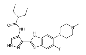 1,1-diethyl-3-{3-[5-fluoro-6-(4-methylpiperazin-1-yl)-1H-benzimidazol-2-yl]-1H-pyrazol-4-yl}urea Structure