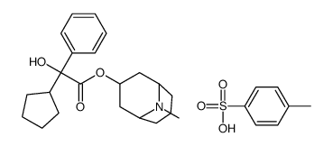 (9-methyl-9-azoniabicyclo[3.3.1]non-7-yl) 2-cyclopentyl-2-hydroxy-2-ph enyl-acetate, 4-methylbenzenesulfonate结构式