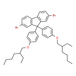 2,7-DIBROMO-9,9-BIS[4-(2'-ETHYLHEXYLOXY)PHENYL]-FLUORENE结构式