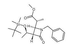 (R)-methyl 2-((2S,3S)-1-benzyl-3-((R)-1-((tert-butyldimethylsilyl)oxy)ethyl)-4-oxoazetidin-2-yl)propanoate Structure