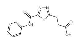 3-[5-(Anilinocarbonyl)-1,3,4-thiadiazol-2-yl]-propanoic acid structure