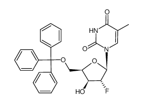 1-(3-deoxy-2-fluoro-5-O-trityl-β-D-arabinofuranosyl)thymine Structure