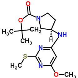 (R)-3-(6-Methoxy-2-Methylsulfanyl-pyrimidin-4-ylamino)-pyrrolidine-1-carboxylic acid tert-butyl ester picture