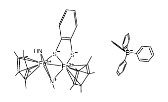 [Cp*Fe(μ-η1:η2-benzene-1,2-dithiolate)(μ-η1:η2-N2H2Me)FeCp*][BPh4] Structure