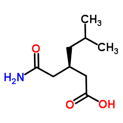 (R)-(-)-3-(氨甲酰甲基)-5-甲基己酸结构式