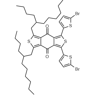 1,3-双(5-溴-2-噻吩基)-5,7-双(2-丁基)-4H,8H-苯并[1,2-c:4,5-c′]二噻吩-4,8-二酮结构式
