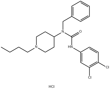 Urea, N-(1-butyl-4-piperidinyl)-N'-(3,4-dichlorophenyl)-N-(phenylmethyl)-, hydrochloride (1:1) structure