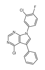 4-Chloro-7-(3-chloro-4-fluoro-phenyl)-5-phenyl-7H-pyrrolo[2,3-d]pyrimidine结构式