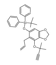((6-allyl-7-((2-methylbut-3-yn-2-yl)oxy)benzo[d][1,3]dioxol-5-yl)oxy)(tert-butyl)diphenylsilane Structure