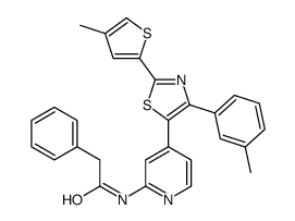 N-[4-[4-(3-methylphenyl)-2-(4-methylthiophen-2-yl)-1,3-thiazol-5-yl]pyridin-2-yl]-2-phenylacetamide结构式