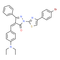 2-[4-(4-bromophenyl)-1,3-thiazol-2-yl]-4-[4-(diethylamino)benzylidene]-5-phenyl-2,4-dihydro-3H-pyrazol-3-one结构式